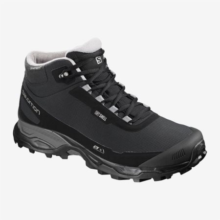 Salomon SHELTER SPIKES CS WP Mens Hiking Boots Black UK GUAT